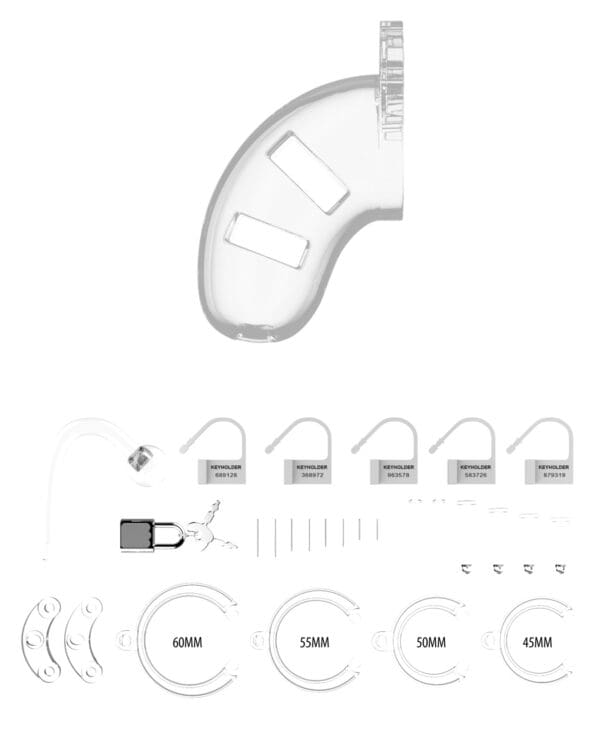 Shots Man Cage Chastity 3.5" Cock Cage w/Plug Model 10 - Clear - Image 4