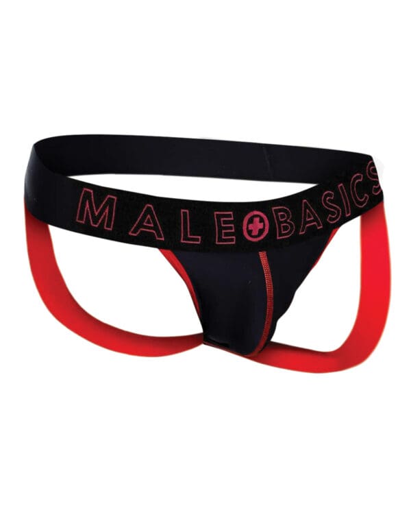 Male Basics Neon Jockstrap Red LG - Image 4