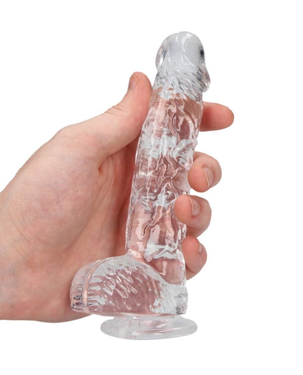 Shots RealRock Realistic Crystal Clear 6" Dildo w/Balls -  Transparent Clear - Image 5