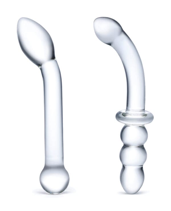 Glas 2 pc G-Spot Pleasure Glass Dildo Set - Clear - Image 2