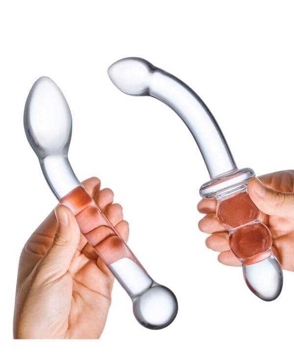 Glas 2 pc G-Spot Pleasure Glass Dildo Set - Clear - Image 4