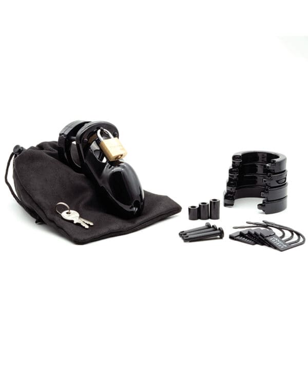 CB-3000 3" Cock Cage & Lock Set - Black - Image 4