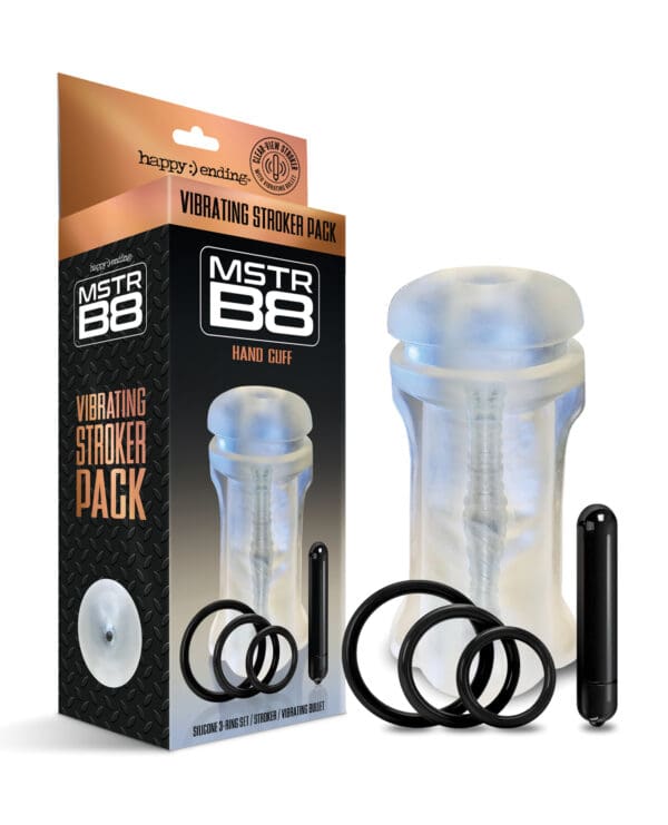 MSTR B8 Hand Cuff Vibrating Stroker Pack - Kit of 5 Clear - Image 3