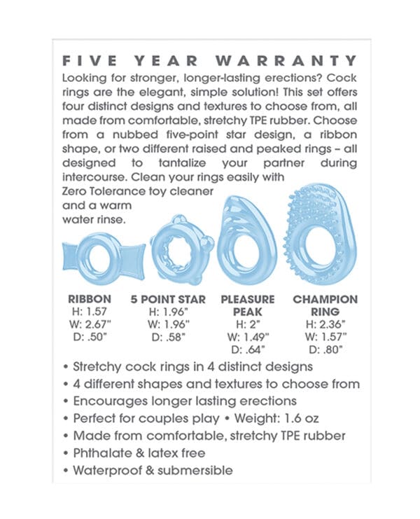 Zero Tolerance Ring a Ding Ding Set of 4 Cock Rings - Blue - Image 2