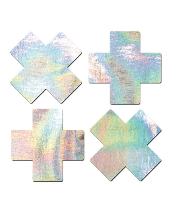Pastease Premium Petites Holographic Plus X - Silver O/S Pack of 2 Pair - Image 3