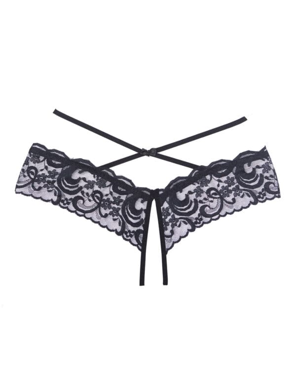 Adore Dare Me Cross Waist Open Lace Panty Black O/S - Image 3