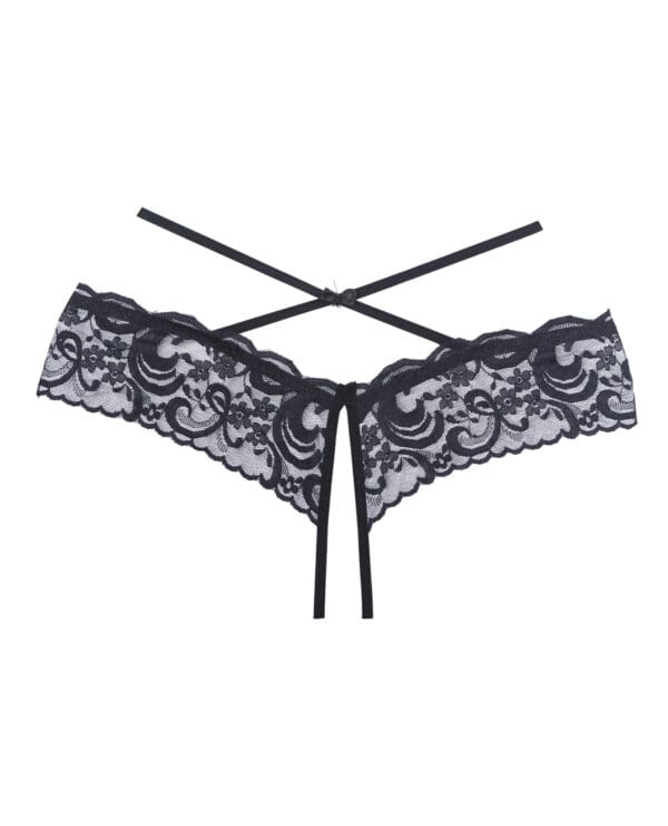 Adore Dare Me Cross Waist Open Lace Panty Black O/S - Image 4