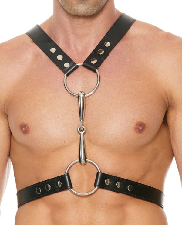 Shots Uomo Men's Harness w/Metal Bit - Black - Image 2