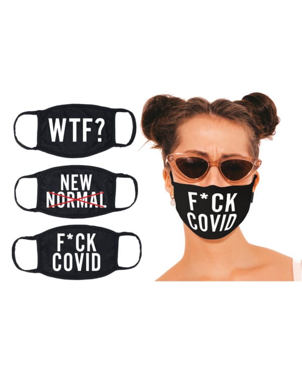 Hott Products Mask-erade Masks - F Covid/WTF?/New Normal X Pack of 3 - Image 2