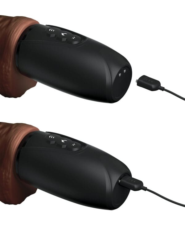 King Cock Plus Thrusting, Warming & Vibrating  7.5" Triple Threat Dong - Brown - Image 5