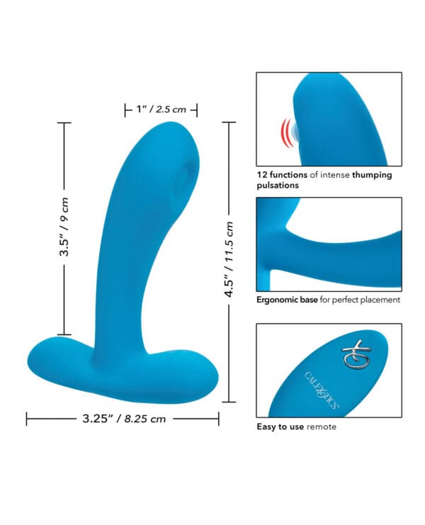 Silicone Pulsing Pleaser w/Remote - Blue - Image 5