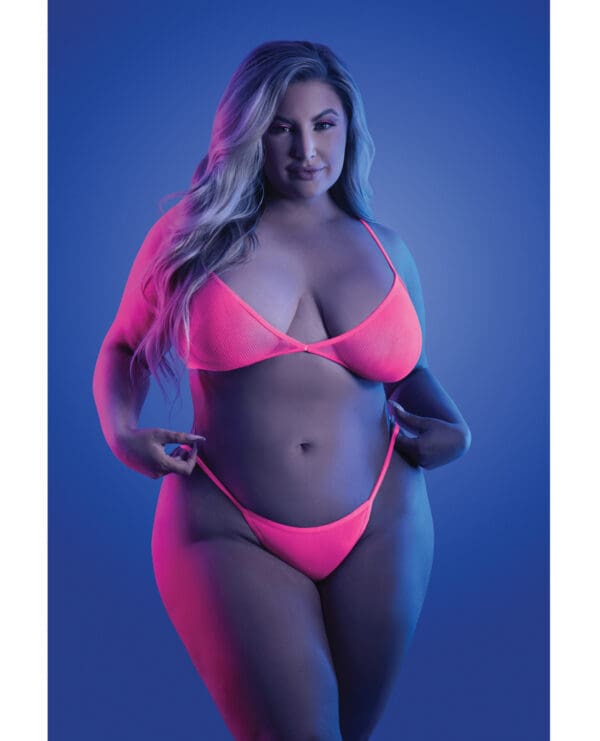 Glow Come Alive Suspender Stockings, Bralette & G-String Multi Color QN - Image 3