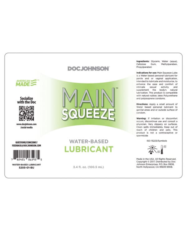 Main Squeeze Water-Based Lubricant - 3.4 oz - Image 2