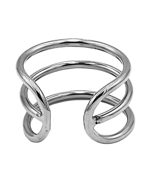 Rouge Stainless Steel Triple Wire Glans Ring 32 mm - Silver - Image 2