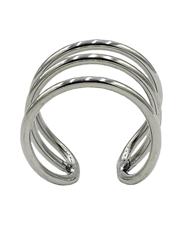 Rouge Stainless Steel Triple Wire Glans Ring 32 mm - Silver - Image 3