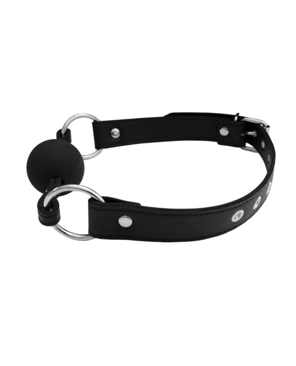 Rouge Fetish Play Vegan Leather Ball Gag - Black - Image 2