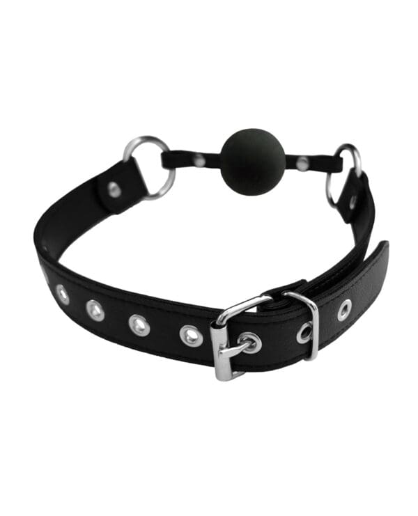 Rouge Fetish Play Vegan Leather Ball Gag - Black - Image 3
