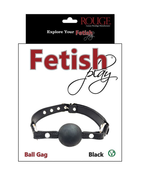 Rouge Fetish Play Vegan Leather Ball Gag - Black - Image 4