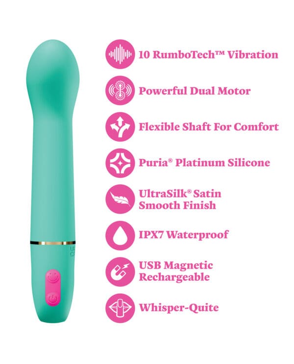 Aria - Flirty AF 2.0 - Rechargeable Vibe - Teal - Image 5
