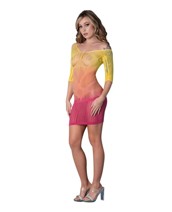 Seamless Ombre Half Sleeve Dress - Sunset Ombre O/S - Image 2