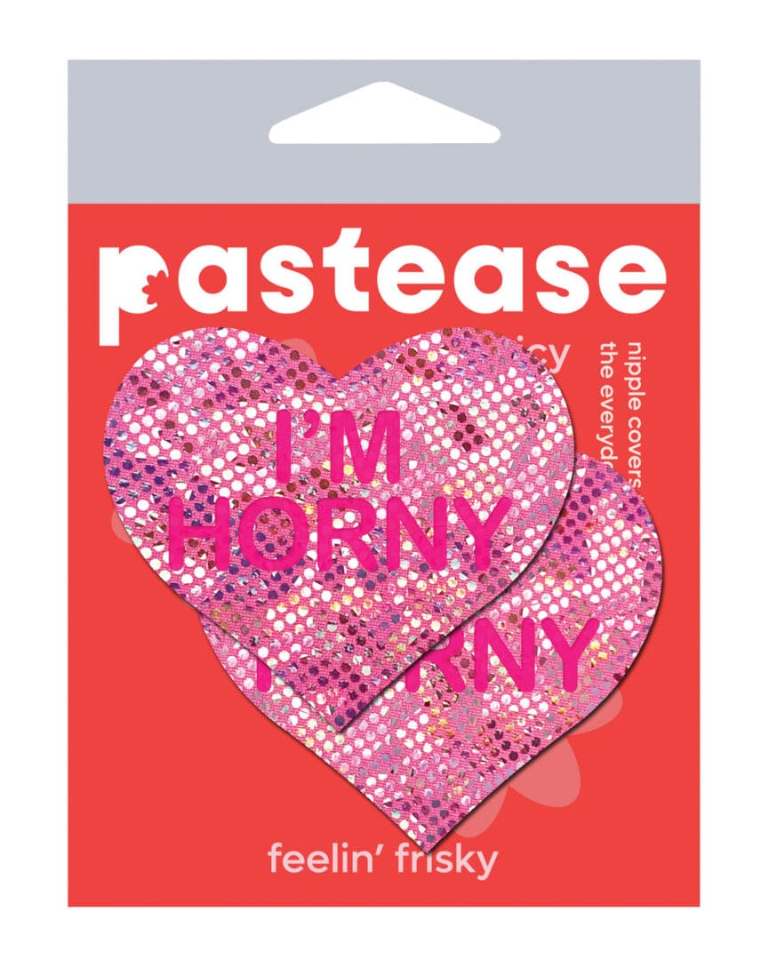 Pastease Premium I'm Horny Heart - Pink/Red O/S