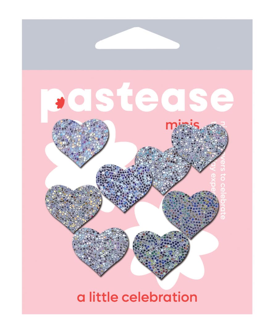 Pastease Premium Mini Glitter Hearts - Silver Pack of 8