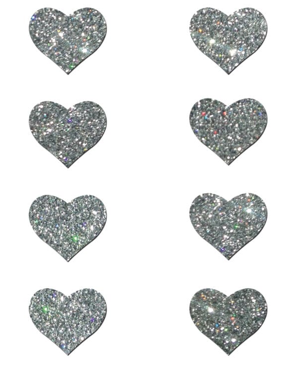 Pastease Premium Mini Glitter Hearts - Silver Pack of 8 - Image 2