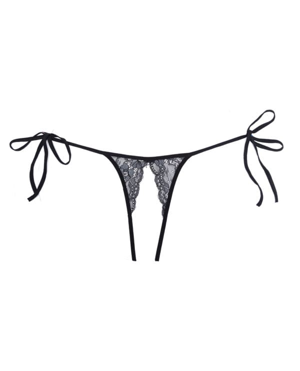 Adore Sugar Tie Side Open Lace Panty Black O/S - Image 3