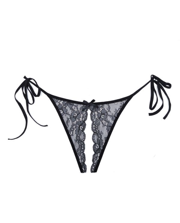 Adore Sugar Tie Side Open Lace Panty Black O/S - Image 4