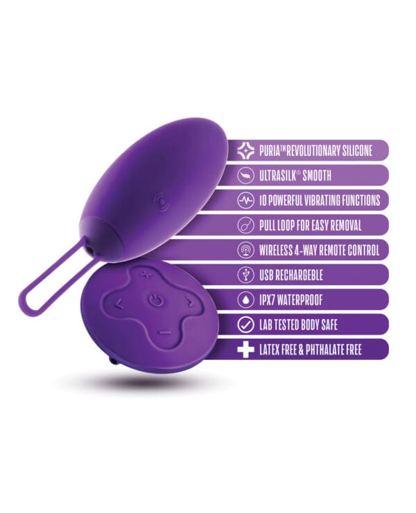 Blush Wellness Imara Vibrating Egg w/Remote - Purple - Image 5