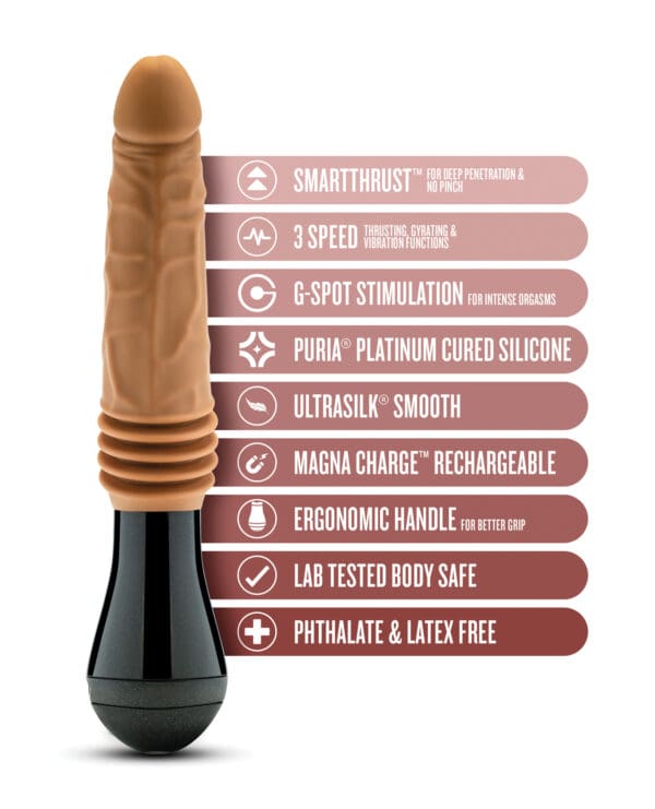Blush Dr. Skin Silicone Dr. Arthur Thrusting Gyrating Vibrating Dildo - Tan - Image 5