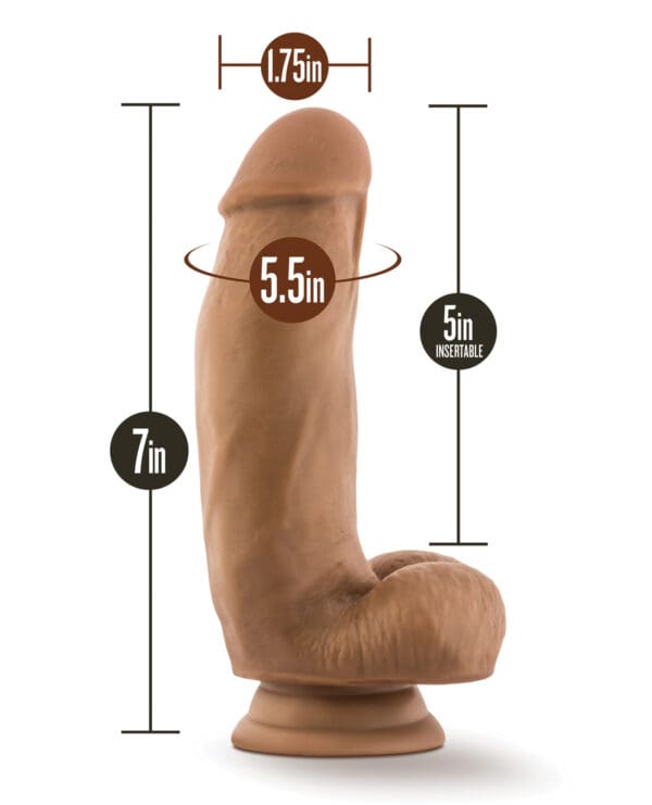 Blush Dr. Skin Silicone Dr. Samuel 7" Dildo w/Balls - Mocha - Image 4