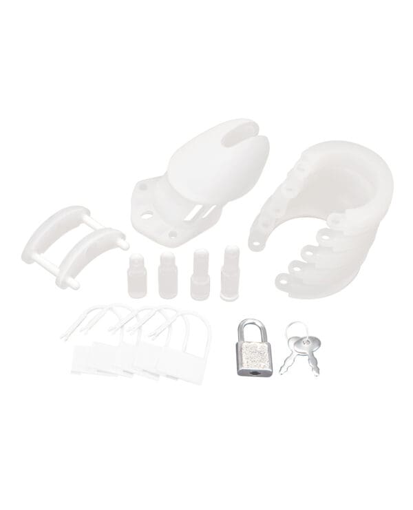 Blue Line Silicone Chastity Cage - White - Image 4