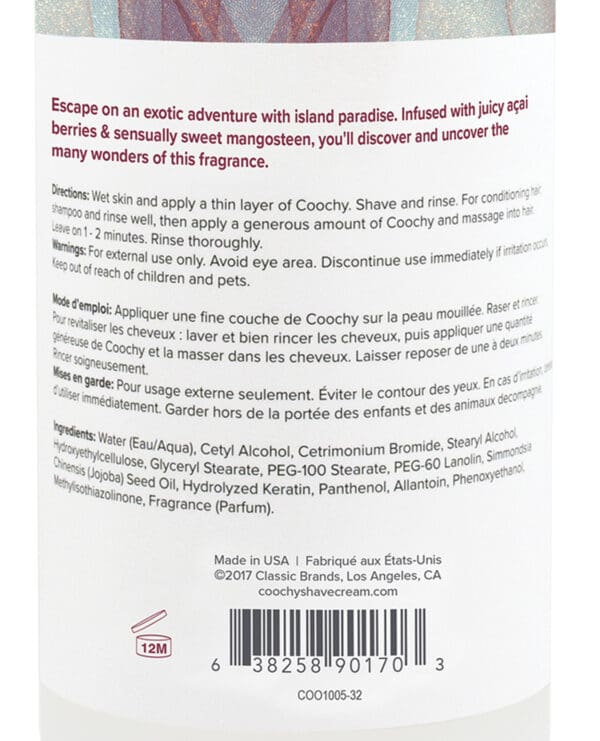 COOCHY Shave Cream - 32 oz Island Paradise - Image 2