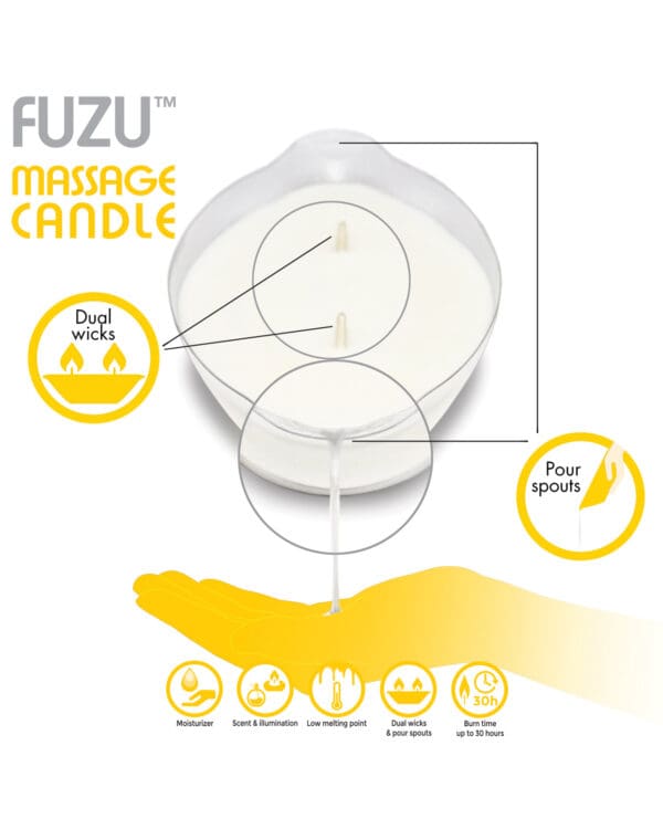 Fuzu Massage Candle - 4 oz Fiji Dates & Lemon Peel - Image 3