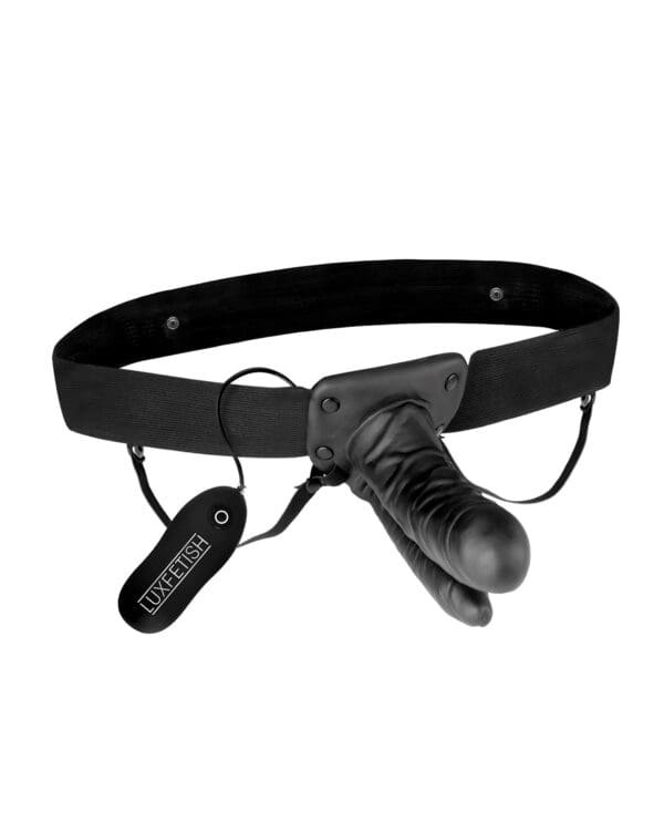 Lux Fetish Unisex Vibrating Hollow Double Penetration Strap On Dildo - Image 2