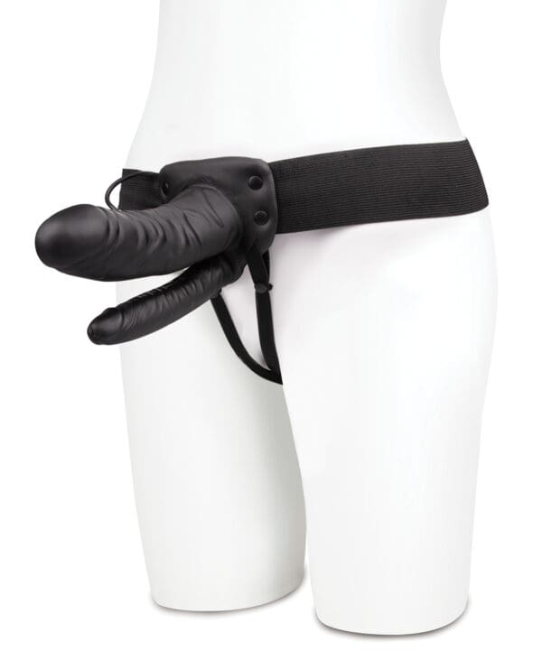 Lux Fetish Unisex Vibrating Hollow Double Penetration Strap On Dildo - Image 3