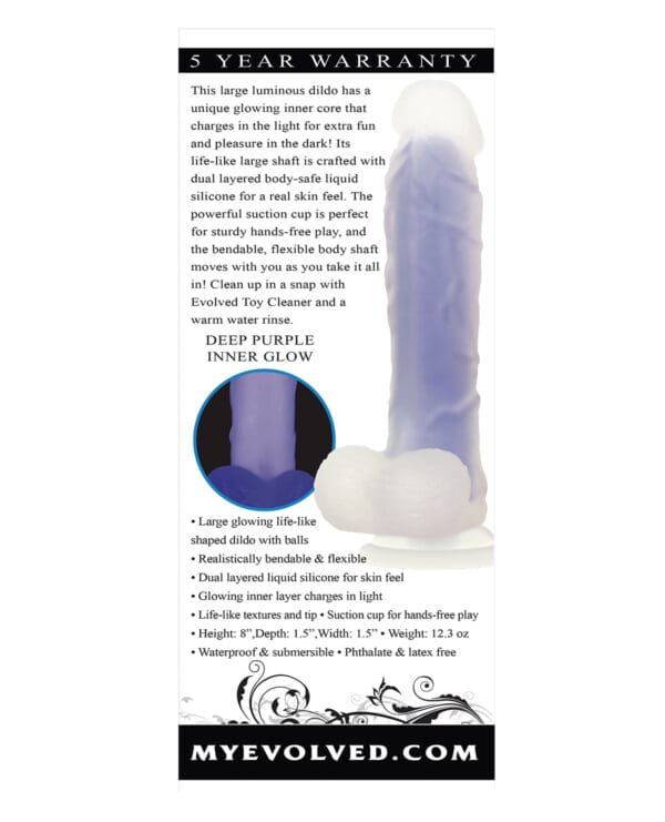 Evolved Luminous Dildo Non Vibrating - Purple - Image 2