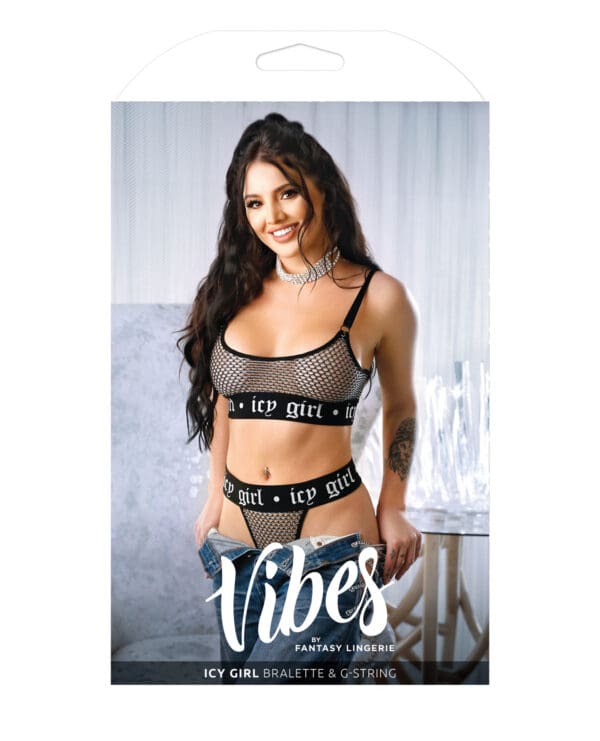 Vibes Icy Girl Metallic Fishnet Bralette & G-String Black M/L - Image 3