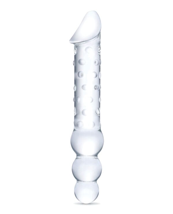 Glas 12" Double Ended Glass Dildo w/Anal Beads - Clear - Image 2