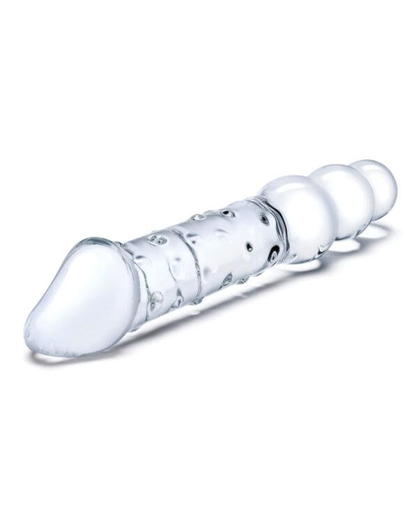 Glas 12" Double Ended Glass Dildo w/Anal Beads - Clear - Image 3