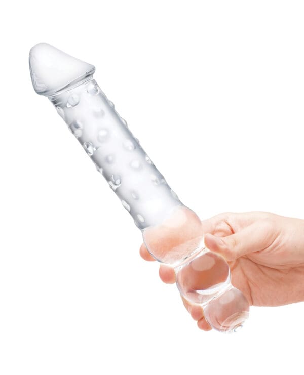Glas 12" Double Ended Glass Dildo w/Anal Beads - Clear - Image 4