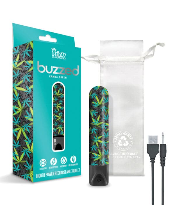 Buzzed 3.5" Rechargeable Bullet - Canna Queen Black - Image 3