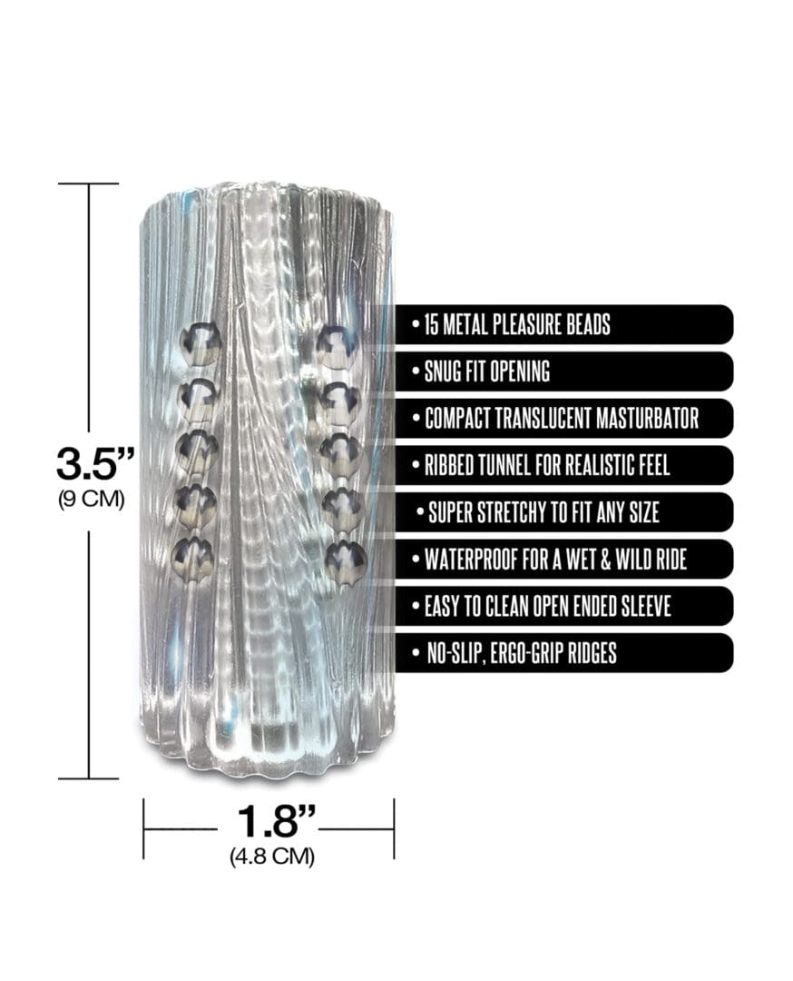 MSTR B8 Balls to the Wall Clear-View Beaded Stroker - Clear - Image 3