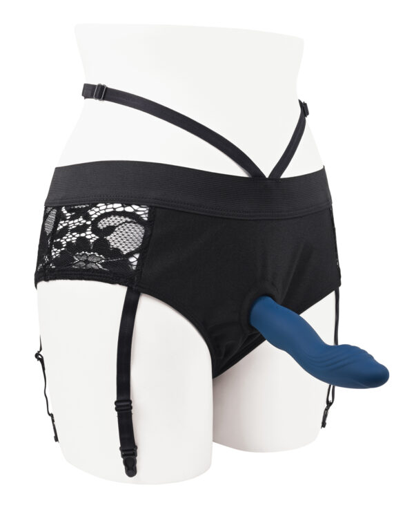 Gender X Snuggle Up Dual Motor Strap On Vibe w/Harness - Blue - Image 3