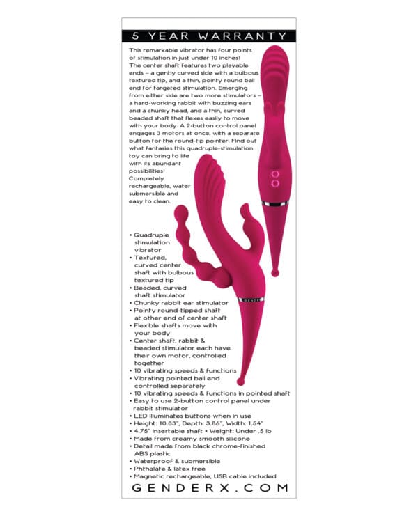 Gender X Four by Four Vibrator - Burgundy - Image 2