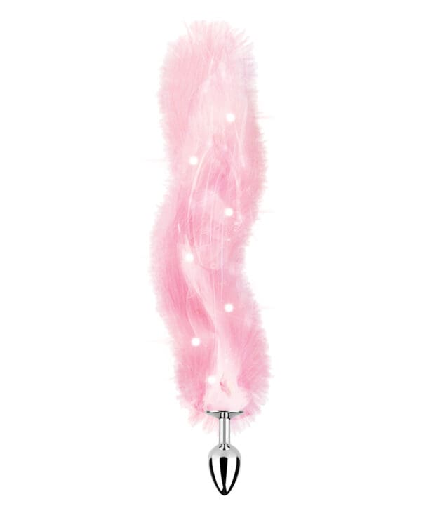 Foxy Tail Light Up Faux Fur Butt Plug - Pink - Image 2
