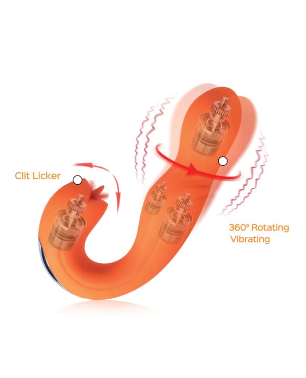 Joi Rotating Head G-Spot Vibrator & Clit Licker - Orange - Image 4