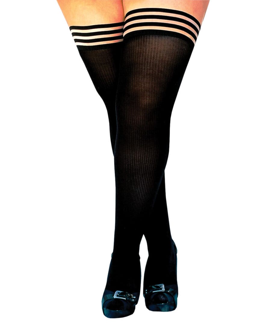 Kix'ies Dana Lynn Ribbed Thigh High Bla