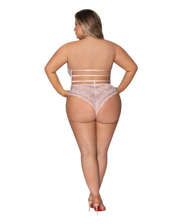 Seabreeze Strappy Back Teddy w/Snap Crotch Blush 2X - Image 3